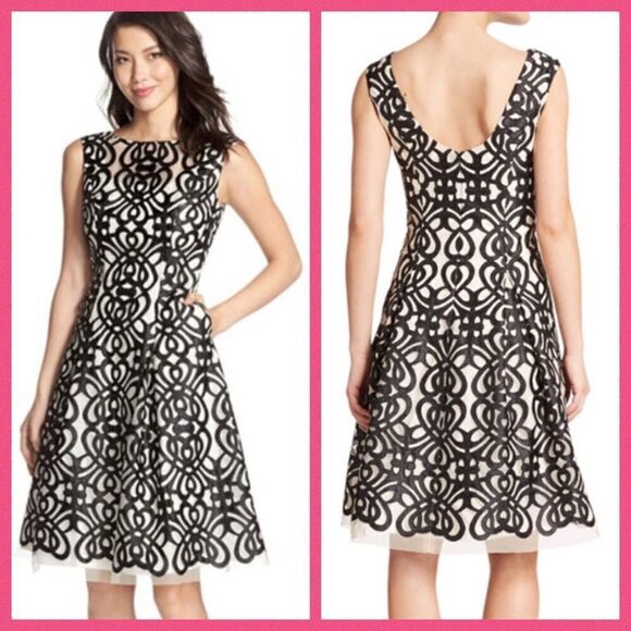 Aidan Mattox Cocktail Tea Length Tulle Lace Dress - Picture 2 of 6